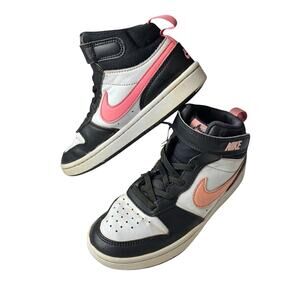 Nike Kids' Court Borough 2 Mid Sneakers Girls 13.5 Black Pink White W/Socks READ